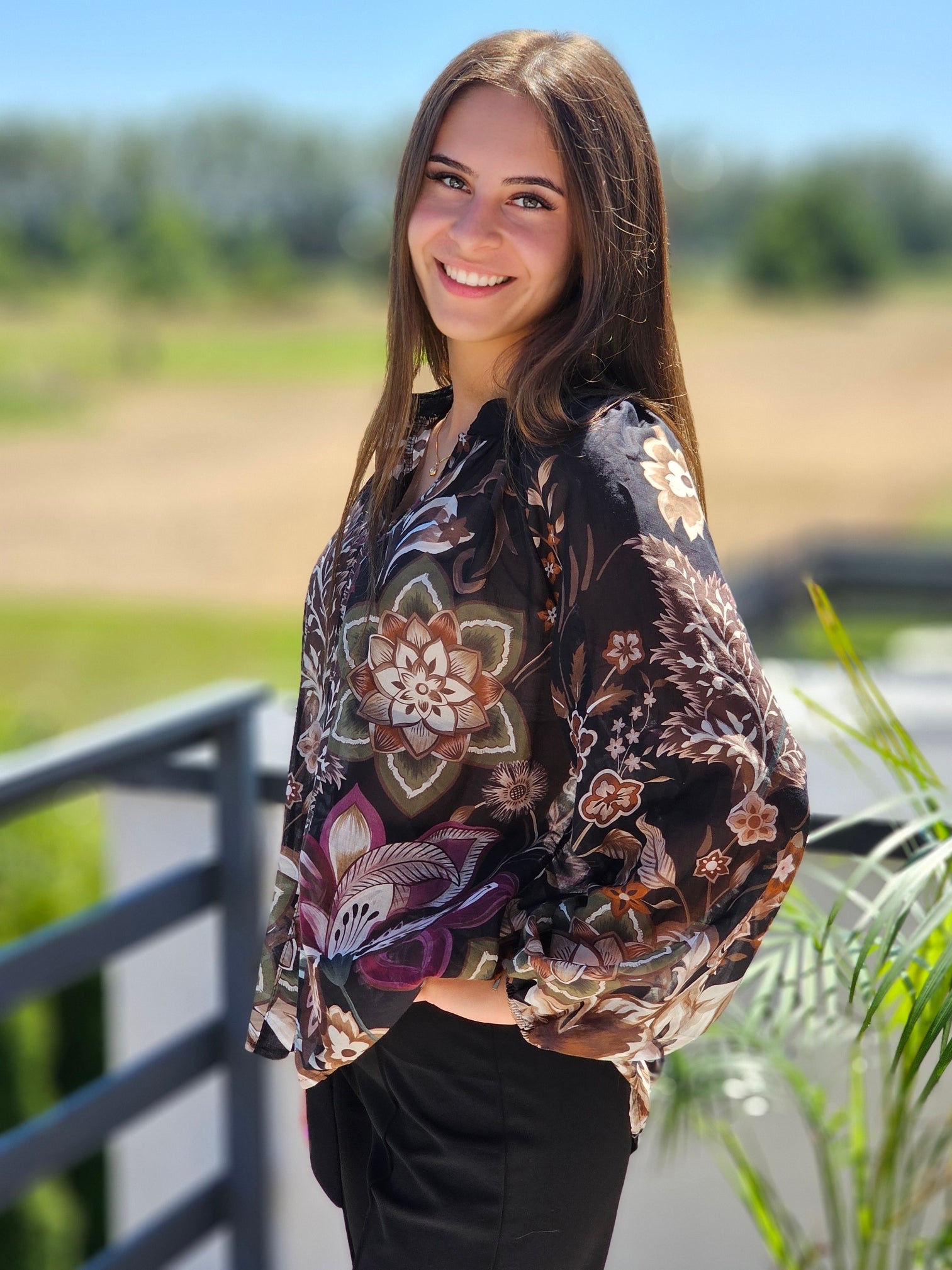 Bluzka koszulowa we wzory boho