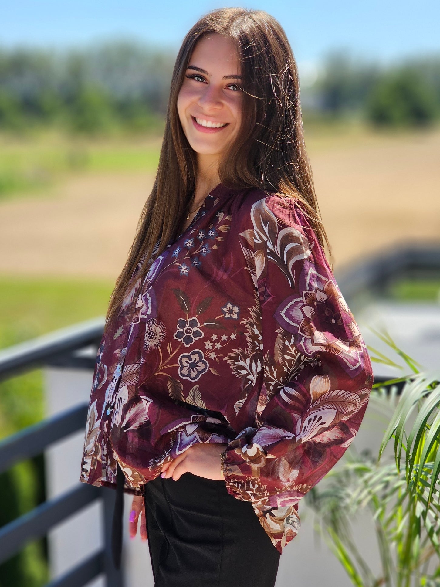 Bluzka koszulowa we wzory boho