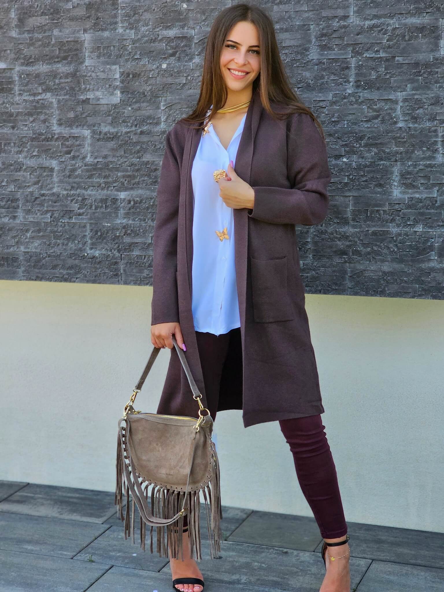 Kardigan LONG CHIC z kieszeniami