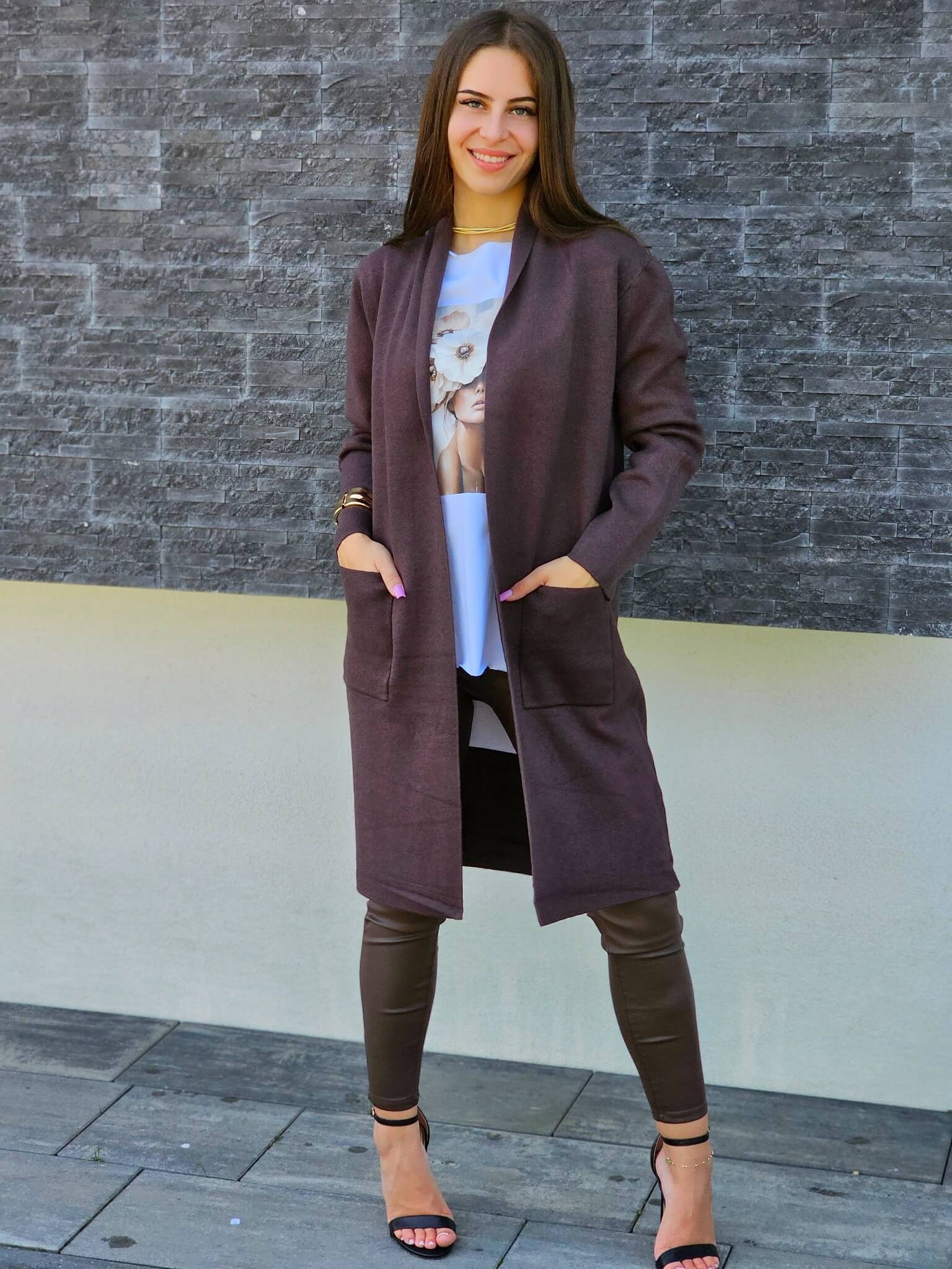 Kardigan LONG CHIC z kieszeniami