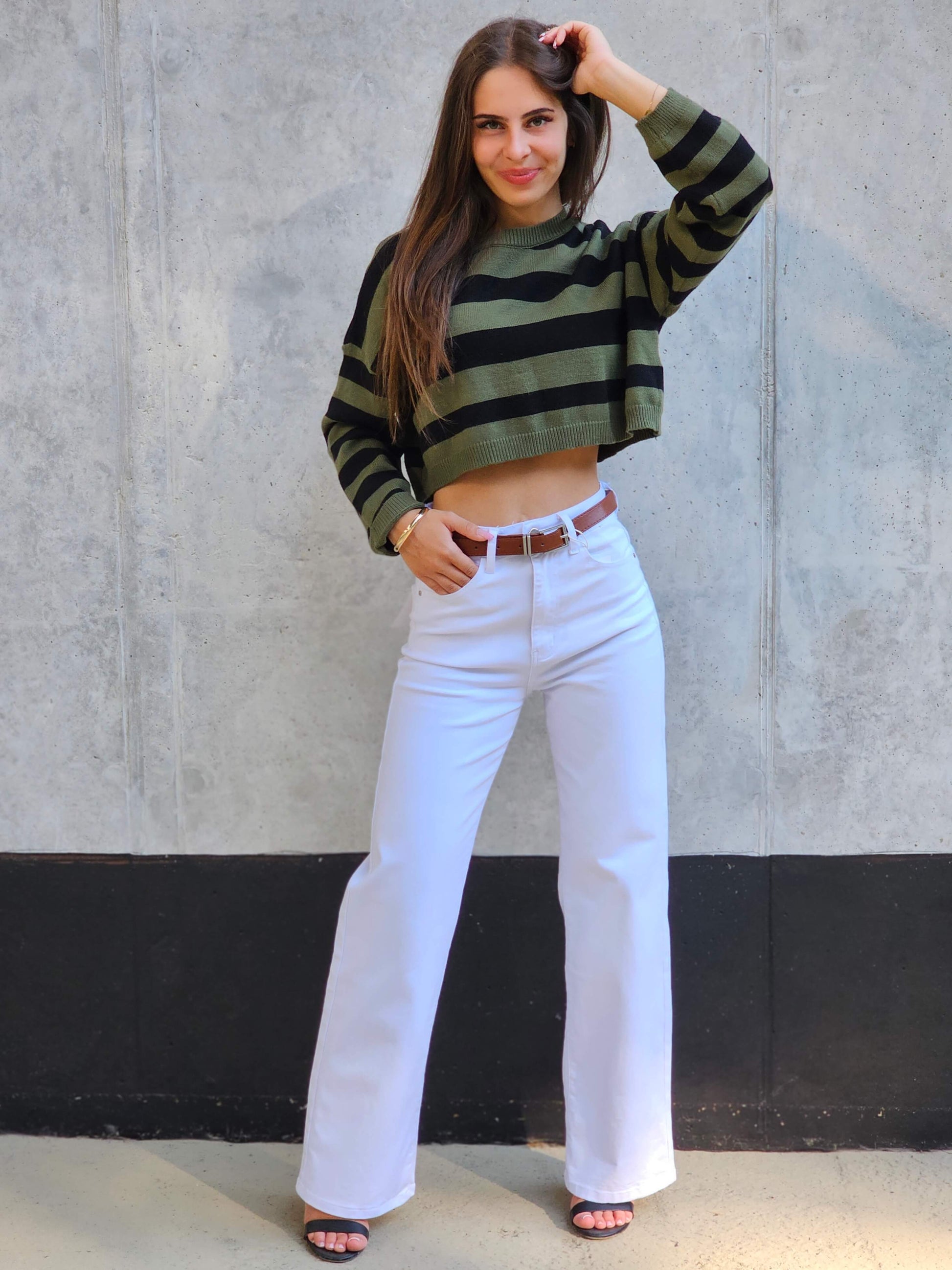 Sweterek crop w paski