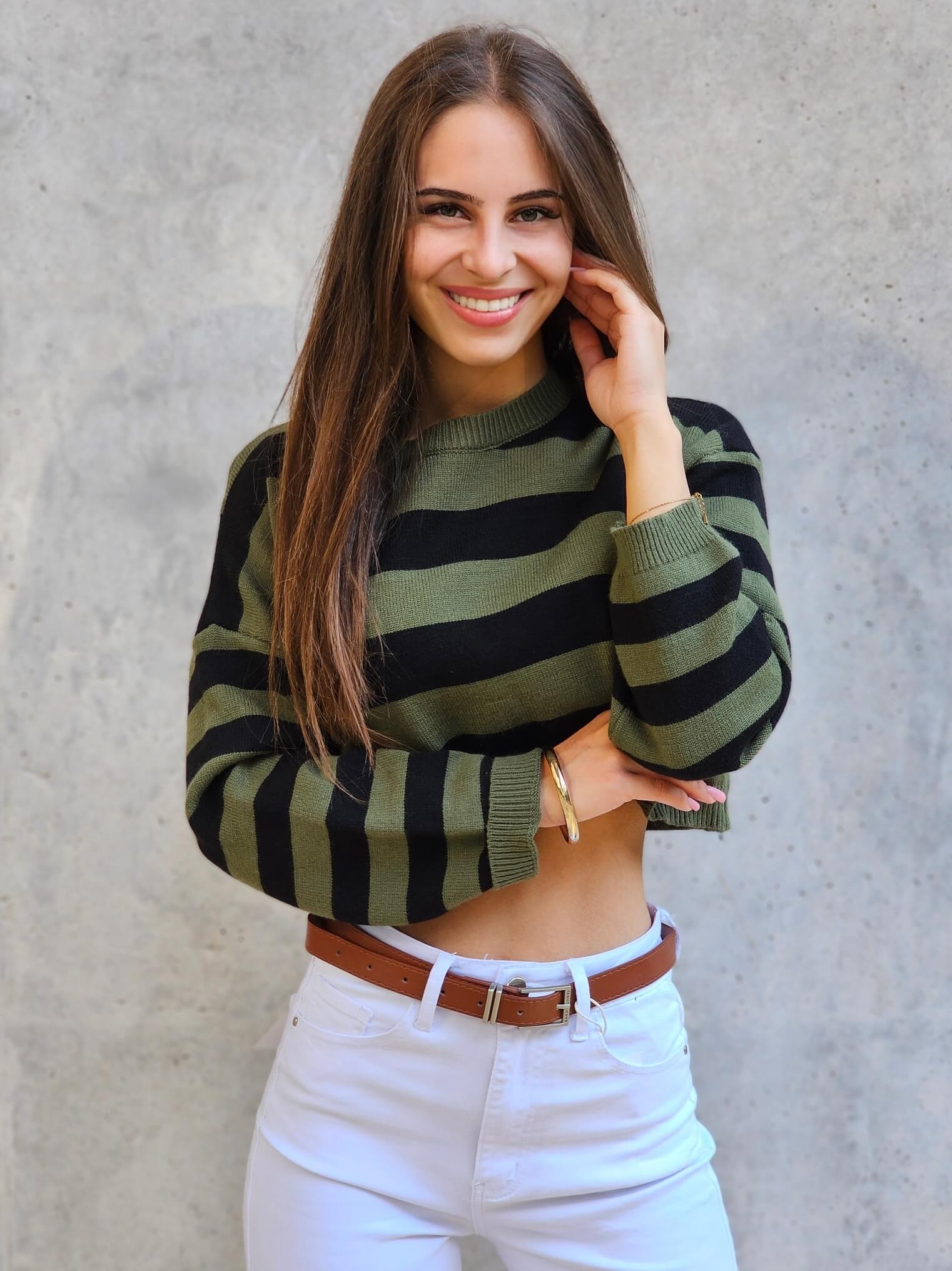 Sweterek crop w paski