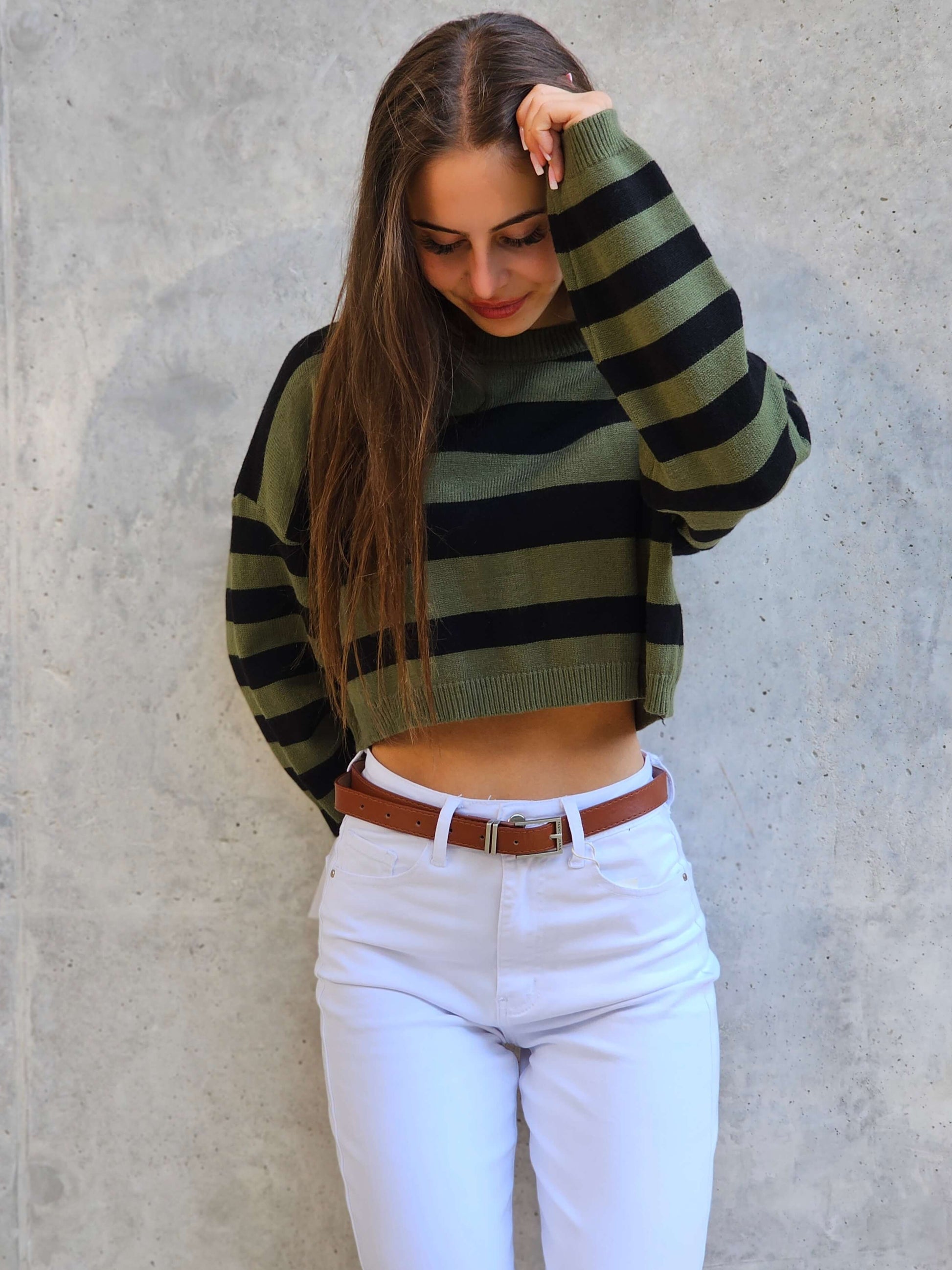 Sweterek crop w paski