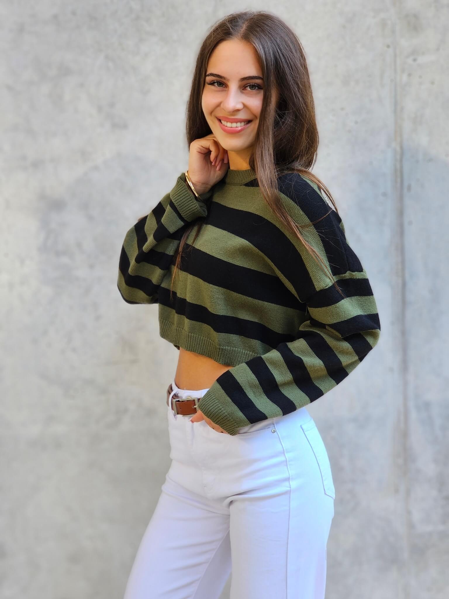 Sweterek crop w paski
