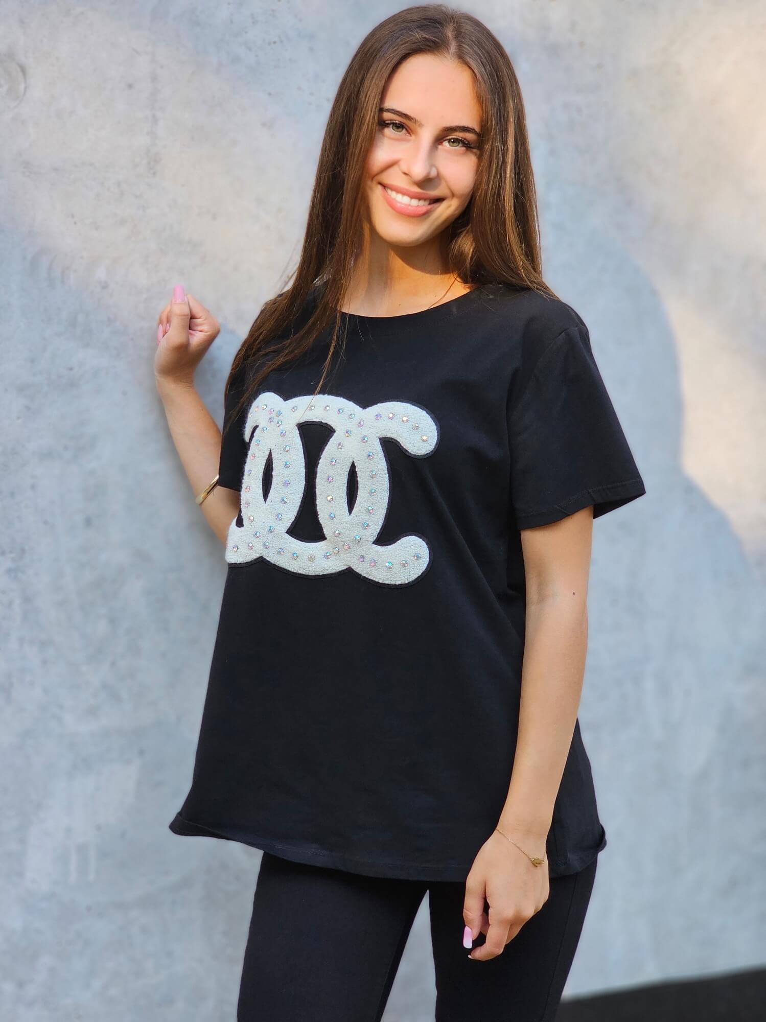 T-shirt z cyrkoniowym logo