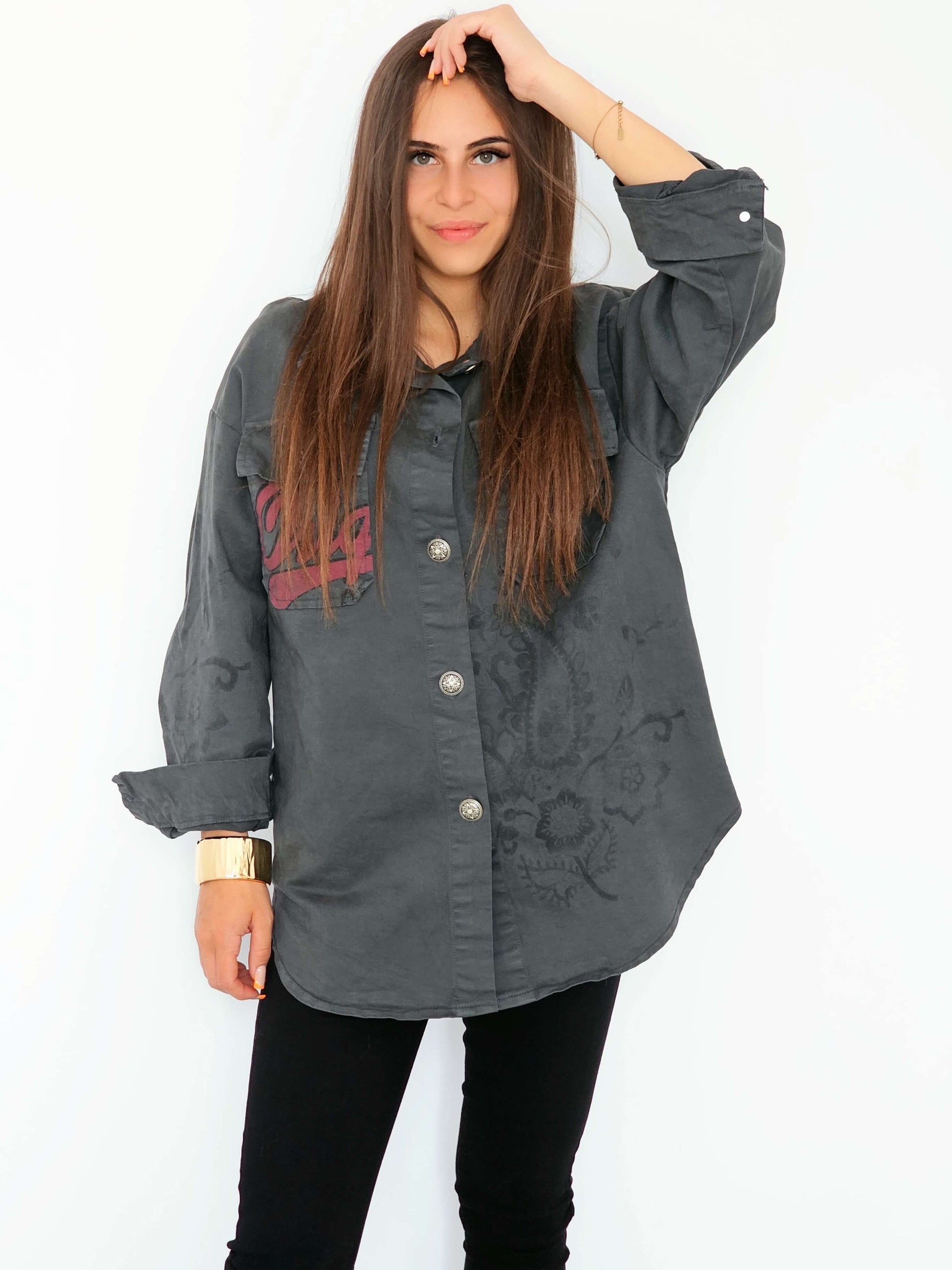 Koszula oversize z nadrukiem vintage