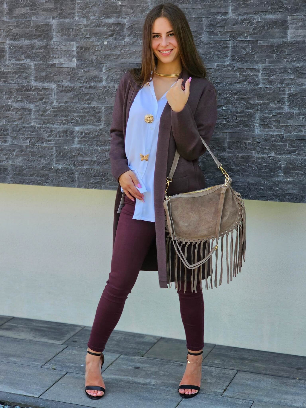 Kardigan LONG CHIC z kieszeniami