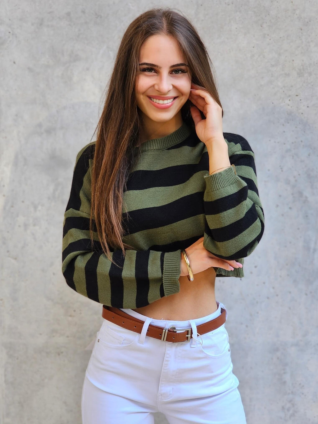 Sweterek crop w paski