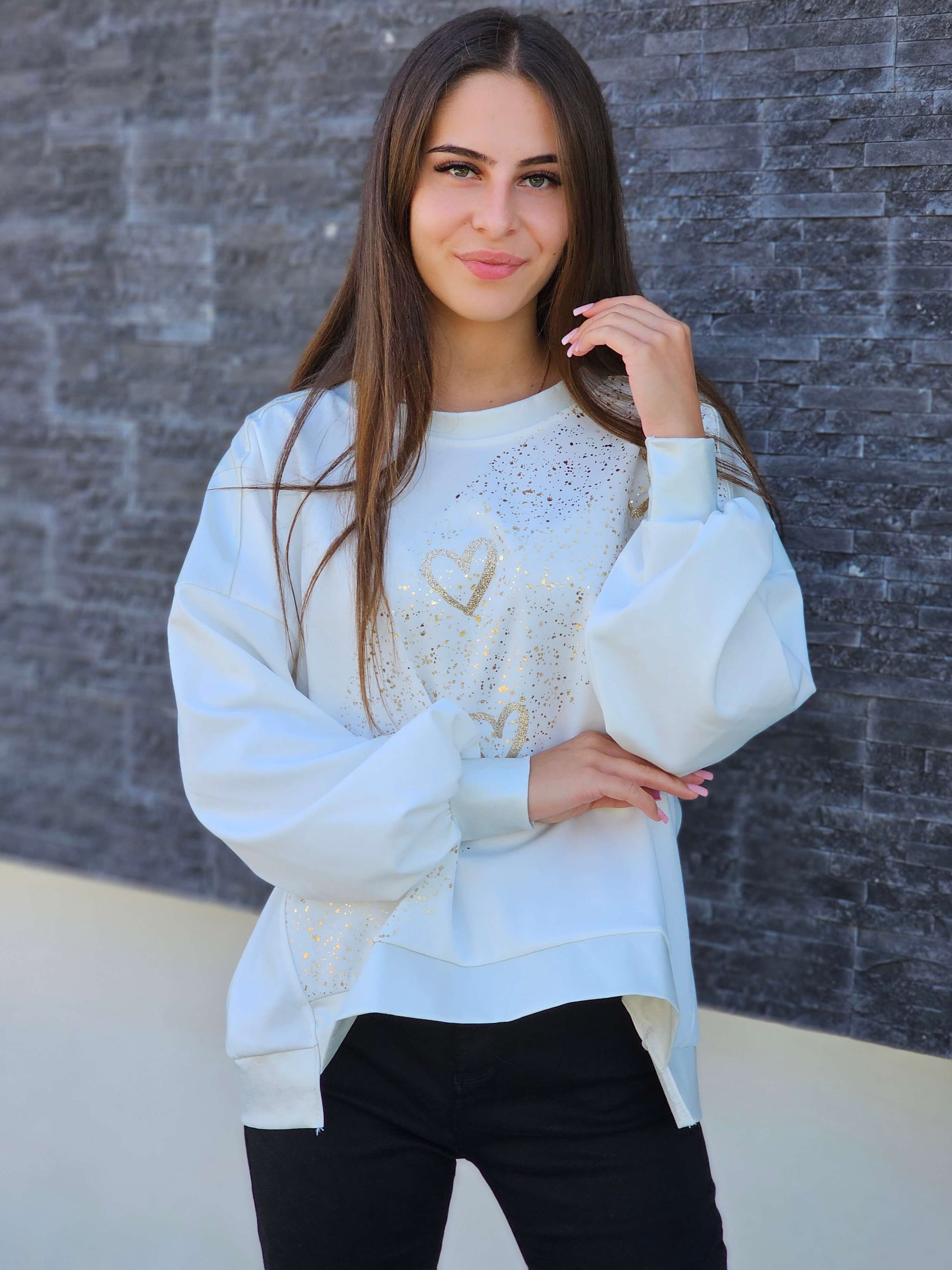 Bluza oversize z serduszkami