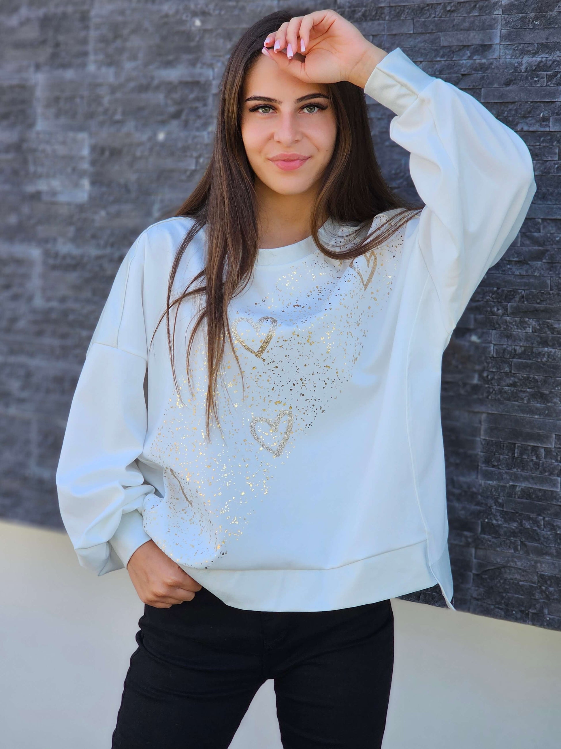 Bluza oversize z serduszkami
