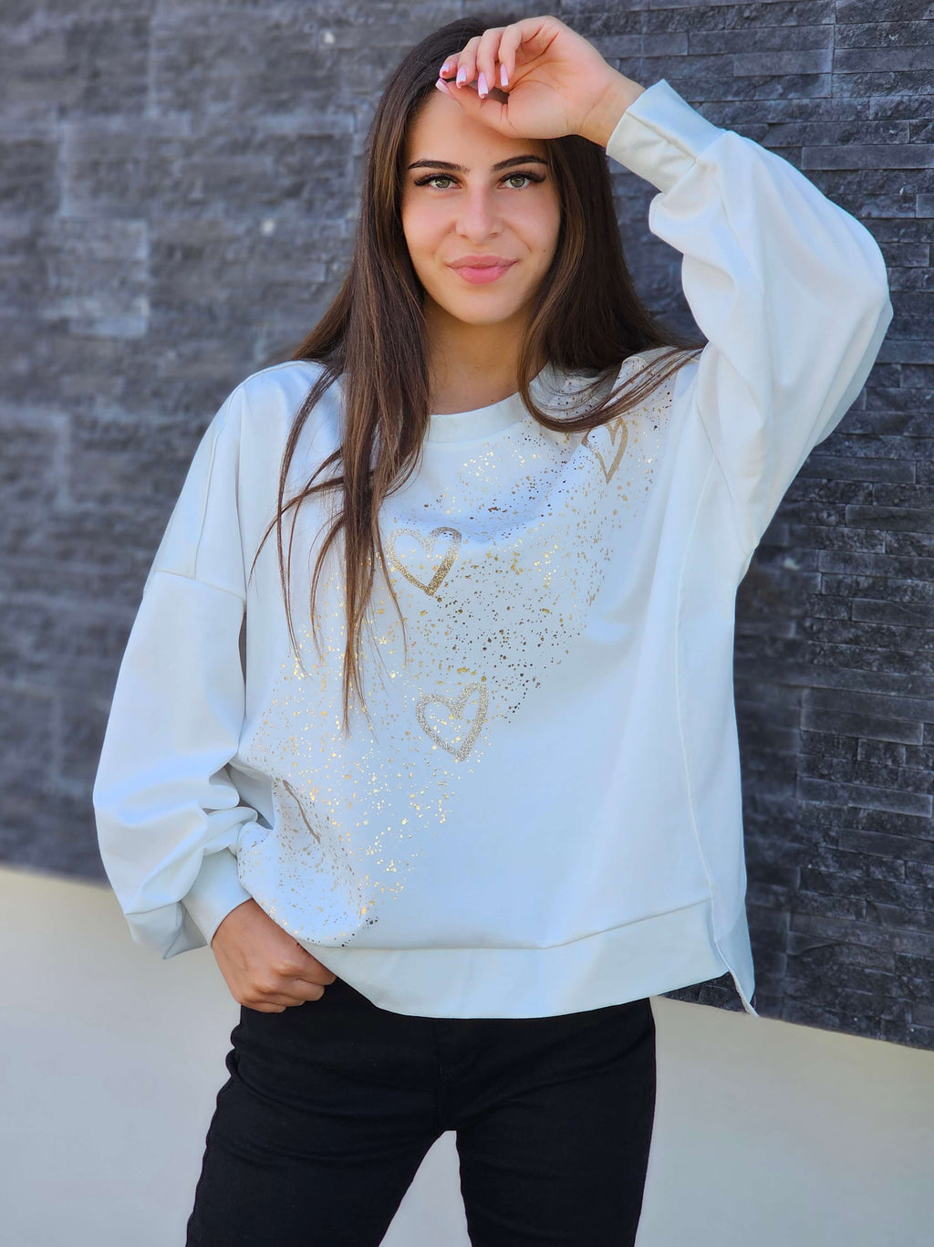 Bluza oversize z serduszkami