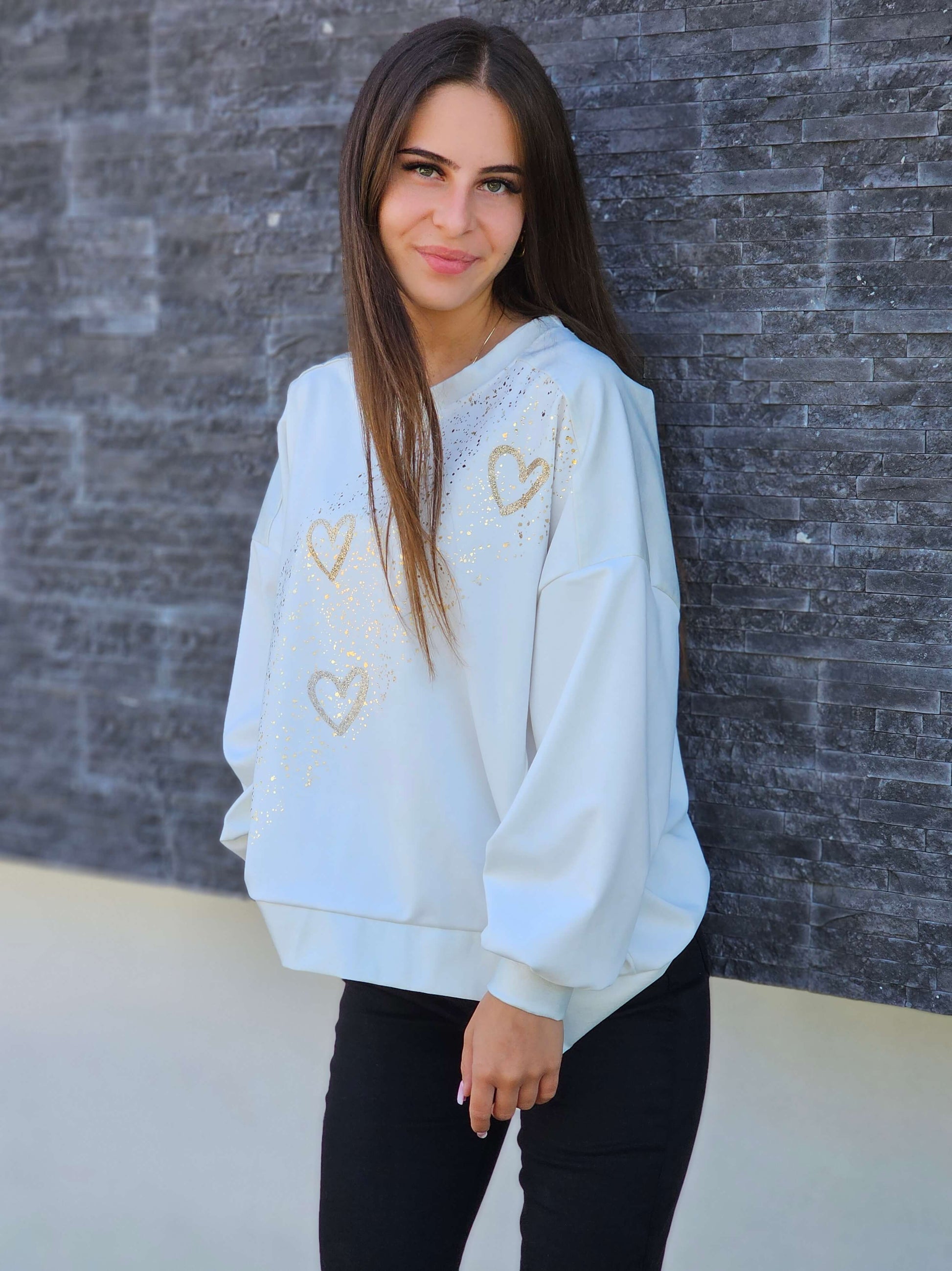 Bluza oversize z serduszkami