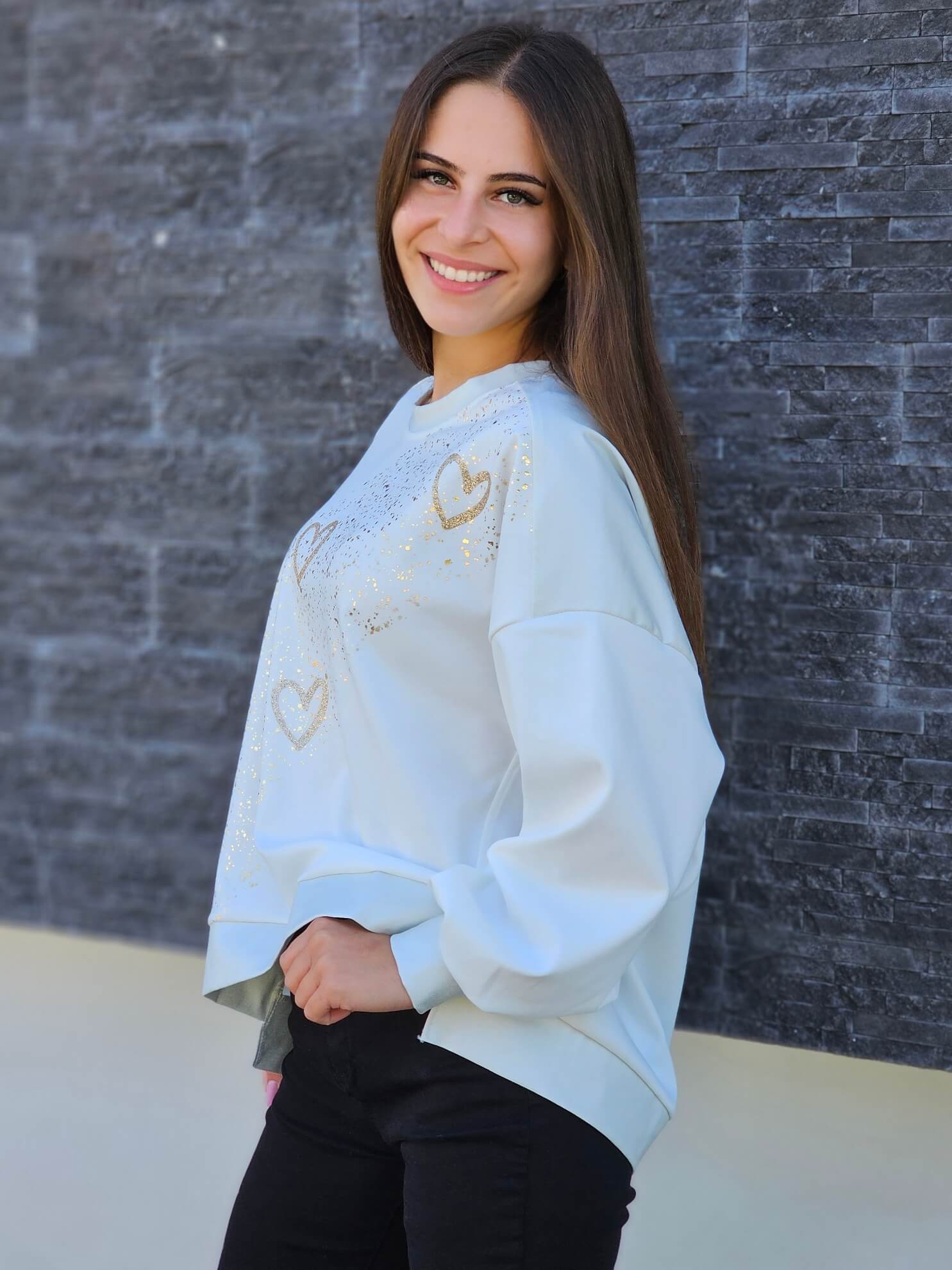 Bluza oversize z serduszkami