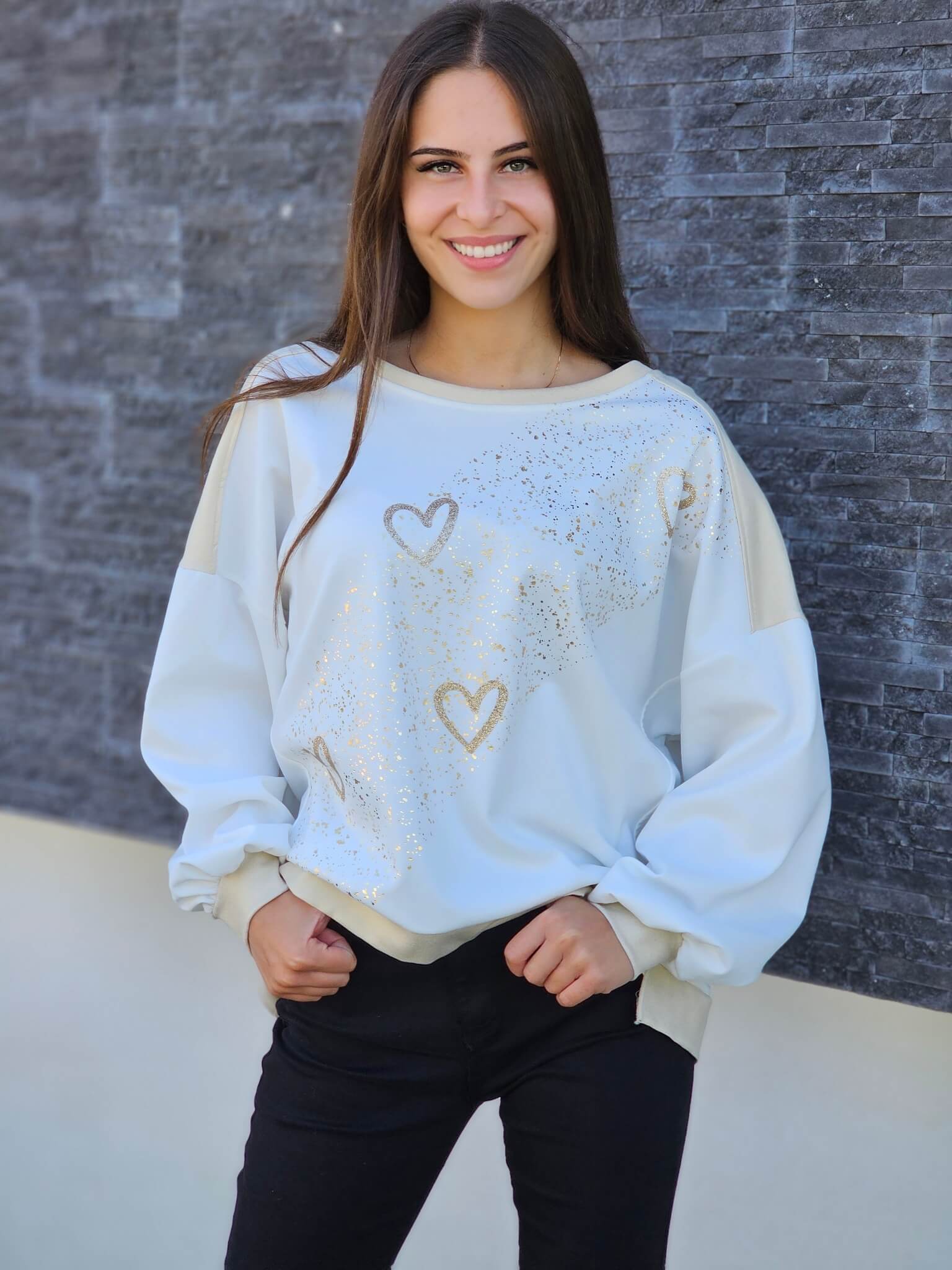 Bluza oversize z serduszkami