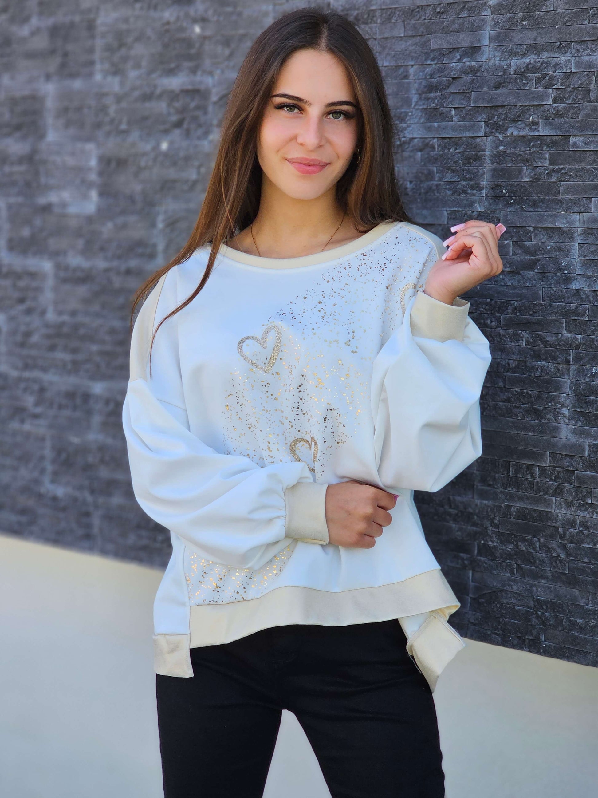 Bluza oversize z serduszkami